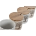 Sugar Bowl Home ESPRIT White Beige Bamboo Stoneware 9,5 x 9,5 x 9,5 cm (4 Units)