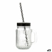 Carafe avec Couvercle et Paille Quid Maison Transparent verre 470 ml (12 Unités)