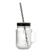 Jar with Lid and Straw Quid Maison Transparent Glass 470 ml (12 Units)