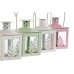 Farolas Home ESPRIT Blanco Verde Rosa Cristal Hierro Shabby Chic 7 x 7 x 10 cm (3 Piezas) (4 Unidades)