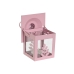 Farolas Home ESPRIT Blanco Verde Rosa Cristal Hierro Shabby Chic 7 x 7 x 10 cm (3 Piezas) (4 Unidades)