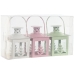 Farolas Home ESPRIT Blanco Verde Rosa Cristal Hierro Shabby Chic 7 x 7 x 10 cm (3 Piezas) (4 Unidades)