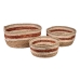 Set of Baskets Romimex Red Natural Fibre Stripes 24 x 11 x 24 cm 3 Pieces