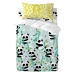 Set di copripiumino HappyFriday Moshi Moshi Panda Garden Blue Azzurro Culla Neonato 2 Pezzi