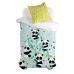 Set husă de pătură HappyFriday Moshi Moshi Panda Garden Blue Albastru Pat 80 2 Piese