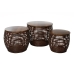 Tables set Romimex Brown Wood Fibre 3 Pieces