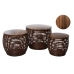 Tables set Romimex Brown Wood Fibre 3 Pieces