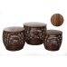 Tables set Romimex Brown Wood Fibre 3 Pieces