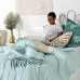 Housse de Couette HappyFriday Blanc Foliage mint  Multicouleur 200 x 200 cm