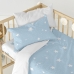 Lençol de baixo HappyFriday BASIC KIDS Azul Branco 60 x 120 x 14 cm Estrelas