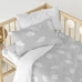 Duvet cover set HappyFriday Basic Kids Grey Baby Crib 2 Pieces