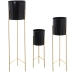 Set de jardiniere Alexandra House Living Negru Auriu* Metal Cu suport (3 Piese)