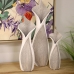 Ensemble de 3 Vases Alexandra House Living Blanc Gris Céramique 14 x 27 x 42 cm (3 Pièces)