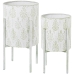 Set de Maceteros Alexandra House Living Blanco Verde Metal Hojas Con soporte (2 Piezas)