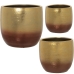 Conjunto de vasos Alexandra House Living Ouro Cerâmica 3 Peças