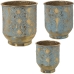 Conjunto de vasos Alexandra House Living Verde Dourado Metal (3 Peças)