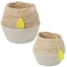 Conjunto de Cestos Alexandra House Living 03777 Branco vime Rotim Fibra natural (2 Unidades)