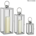 Lanterns Alexandra House Living Silver Steel 10 x 23 x 10 cm 14 x 39 x 14 cm 18 x 49 x 18 cm Candleholder 3 Pieces