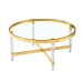 Centre Table Romimex Golden Glass Stainless steel 90 x 40 x 90 cm Circular