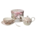 Set Teiera Romimex Rosa Ceramica 300 ml Tazza con Piatto 3 Pezzi