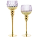 Conjunto de Castiçais Alexandra House Living Roxo Dourado Cristal 10 x 36 x 10 cm 10 x 40 x 10 cm Copo 2 Peças