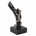 Figura Decorativa Alexandra House Living Negro Plateado Metal Madera de mango Lagarto 17 x 32 x 13 cm