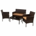 Table Set with 2 Armchairs Alexandra House Living Brown 4 Pieces