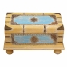 Coffre Alexandra House Living Jaune Bleu Bois de manguier 28 x 27 x 50 cm Style artisanal