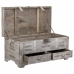 Chest Alexandra House Living Grey PVC Wood Metal 45 x 45 x 90 cm Estilo vintage