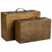 Conjunto de malas Alexandra House Living Castanho PVC Madeira Metal Tecido Vintage 31 x 17 x 45 cm 40 x 24 x 13,5 cm Decorativo 