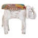 Banqueta Alexandra House Living Branco Madeira de mangueira Tecido 51 x 37 x 36 cm Elefante