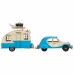 Decoratieve figuren Alexandra House Living Licht Blauw Ijzer ABS Caravan Aanhanger 9 x 15 x 41 cm