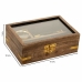 Set di Cifre Alexandra House Living Marrone Legno Vetro Ottone Sabbia 10 x 5 x 15 cm 4 Pezzi