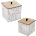 Juego de Cajas Decorativas Alexandra House Living Blanco Marrón Madera 2 Piezas