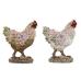 Figurine Décorative Home ESPRIT Blanc Marron Multicouleur Poule 27 X 16 X 31 cm (2 Unités)