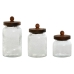 Set van 3 Potjes Home ESPRIT Transparant Natuurlijk Siliconen Kristal Acacia 600 ml 900 ml 1,2 L 3 Onderdelen