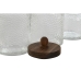 Conjunto de 3 Potes Home ESPRIT Transparente Natural Silicone Cristal Acácia 600 ml 900 ml 1,2 L 3 Peças