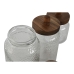 Set van 3 Potjes Home ESPRIT Transparant Natuurlijk Siliconen Kristal Acacia 600 ml 900 ml 1,2 L 3 Onderdelen