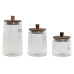 Set van 3 Potjes Home ESPRIT Transparant Kristal Acacia 1,8 L 3 Onderdelen