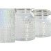 Set van 3 Potjes Home ESPRIT Transparant Metaal Kristal 1,2 L 3 Onderdelen