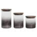 Set de 3 tuburi Home ESPRIT Gri Natural Salcâm Sticlă borosilicată 900 ml 1,5 L 1,2 L 3 Piese