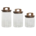 Set de 3 Boites Home ESPRIT Marron Transparent Acacia Verre Borosilicaté 650 ml 900 ml 1 L 3 Pièces