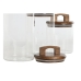 Conjunto de 3 Potes Home ESPRIT Castanho Transparente Acácia Vidro de Borosilicato 650 ml 900 ml 1 L 3 Peças