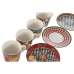 Csésze Szett Alátétekkel Home ESPRIT Sárga Piros Porcelán 220 ml 15,6 x 15,6 x 1,7 cm (4 egység)