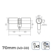 Cilinder EDM 85163 r15 Zlat Medenina Dolga camlock Evropski