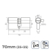 Cilinder EDM 85168 r15 Zlat Medenina Dolga camlock Evropski