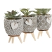 Decoratieve plant Home ESPRIT Polyethyleen Cement 9,5 x 9,5 x 12 cm (3 Stuks)