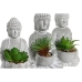 Dekorativ växt Home ESPRIT Polyetylen Cement Buddha Orientalisk 10,5 x 8 x 16 cm (3 antal)