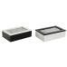 Caja para Infusiones Home ESPRIT Blanco Negro Metal Cristal Madera MDF 23 x 15 x 6,5 cm (2 Unidades)