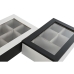 Caja para Infusiones Home ESPRIT Blanco Negro Metal Cristal Madera MDF 23 x 15 x 6,5 cm (2 Unidades)